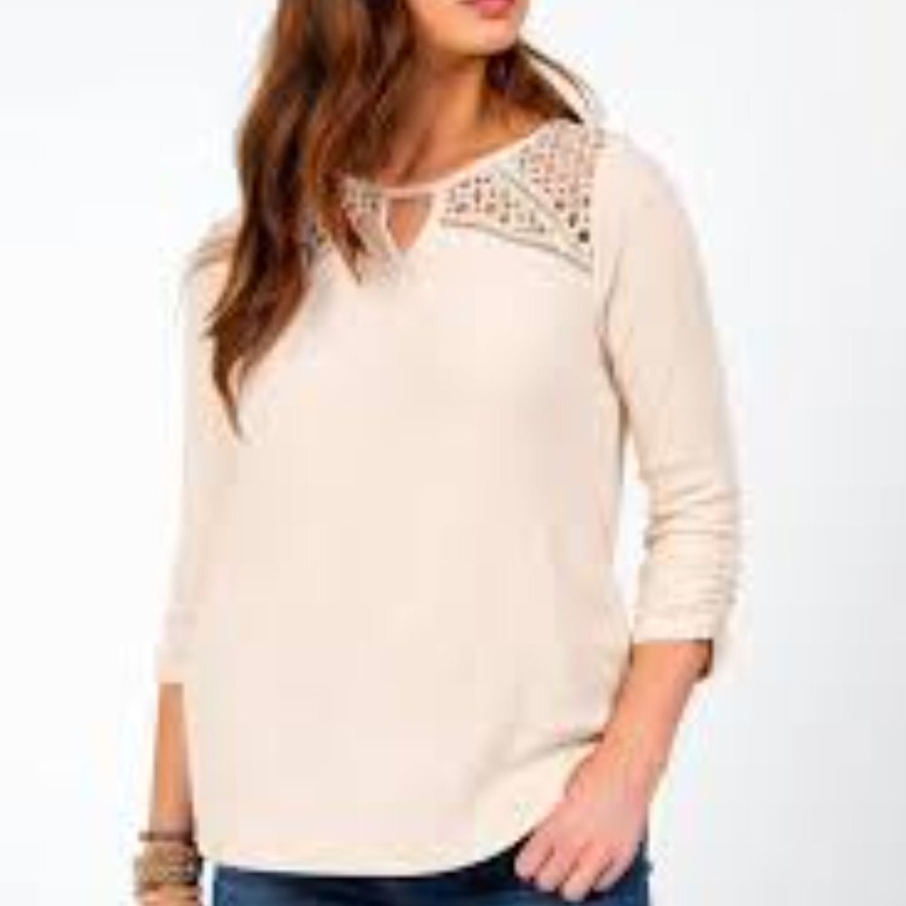 Absolutely Famous NWT Plus SizeCream Long Roushed Sleeves Tunic 5024